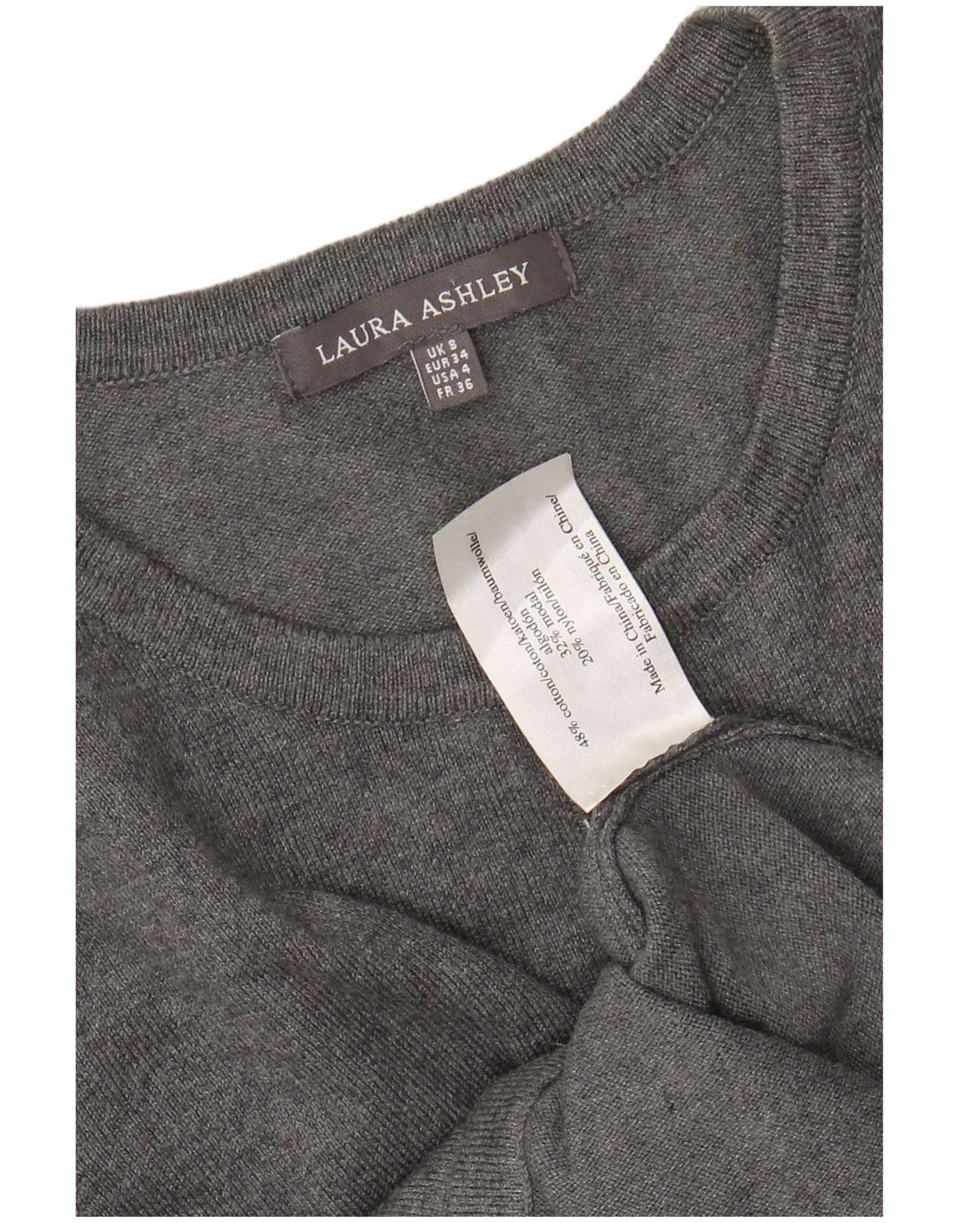 LAURA ASHLEY Suéter tipo cárdigan para mujer Reino Unido 8 Pequeño Algodón gris