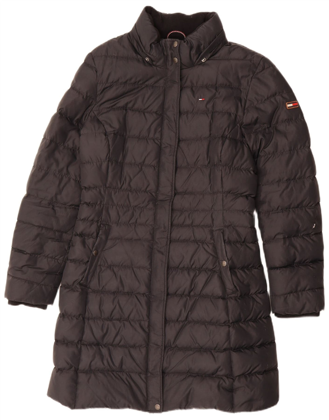 Tommy Hilfiger Abrigo acolchado para mujer UK 46 Grande Poliéster negro