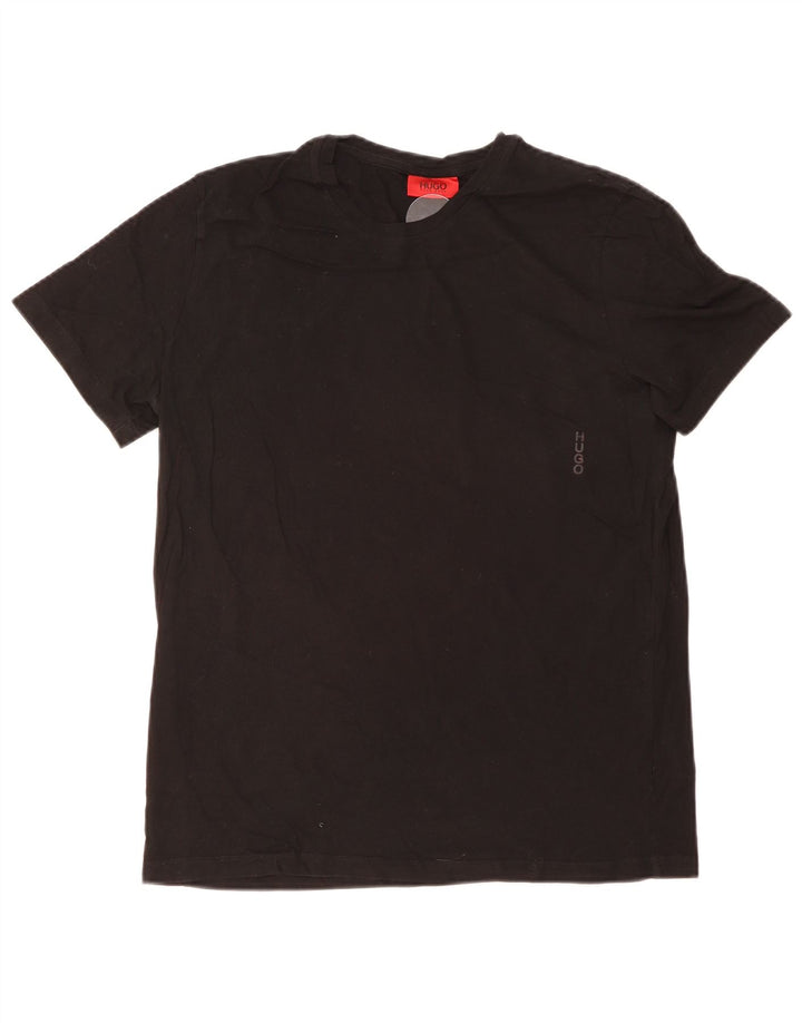 Hugo Boss Hombre Camiseta Top Medium Negro Algodón