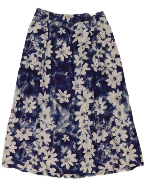 Falda acampanada plisada vintage para mujer EU 36 Pequeña W26 Viscosa floral azul