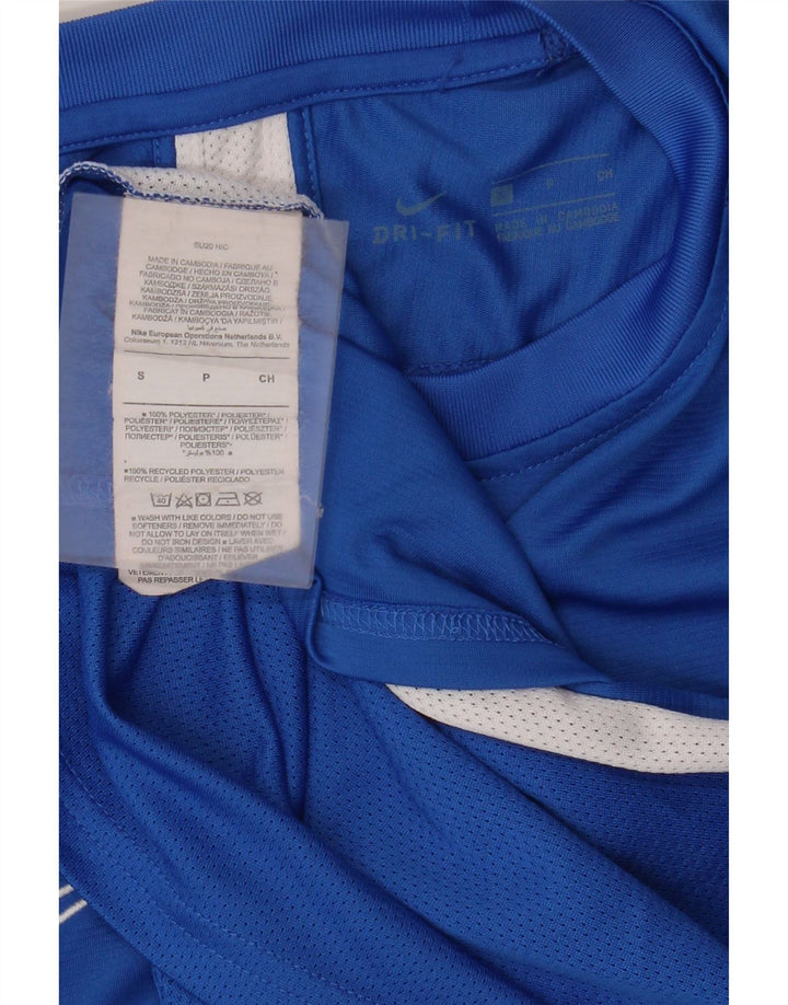 Camiseta Nike Dri Fit para hombre Top pequeño azul color block Poliéster