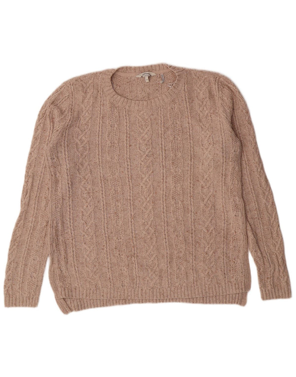 Fat Face Jersey de Cuello Redondo para Mujer UK 10 Small Beige Cotton Classic