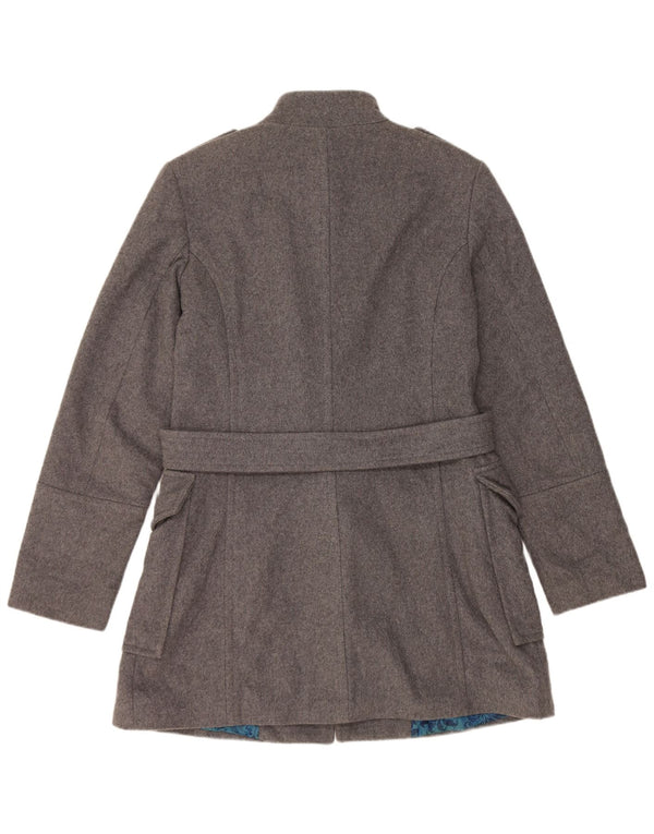 Sisley Abrigo militar de doble botonadura para mujer Reino Unido 46 Lana gris grande
