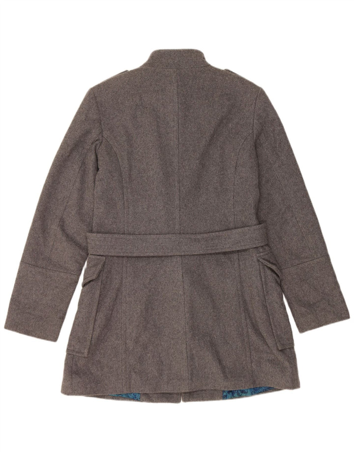 Sisley Abrigo militar de doble botonadura para mujer Reino Unido 46 Lana gris grande