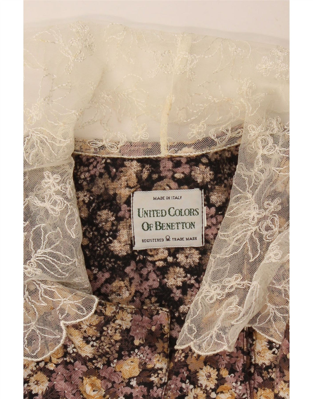 BENETTON Blusa camisera para mujer UK 42 Marrón medio Floral