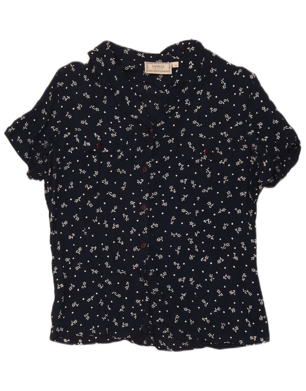 Express Blusa Camisera De Manga Corta Para Mujer IT 44 Medium Azul Marino Floral