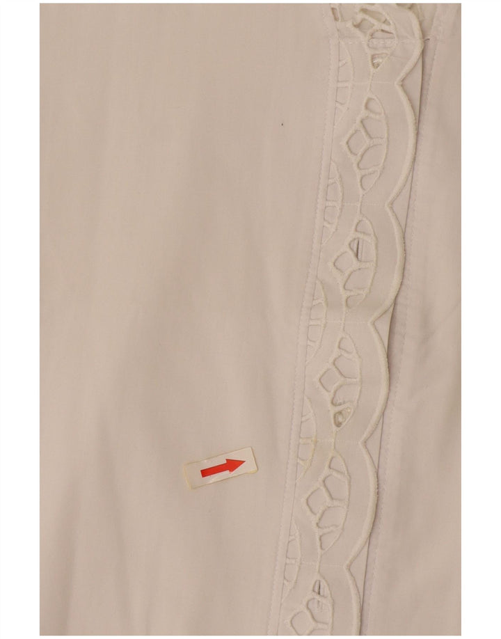 Vintage mujer manga corta camisa blusa EU 38 medio blanco