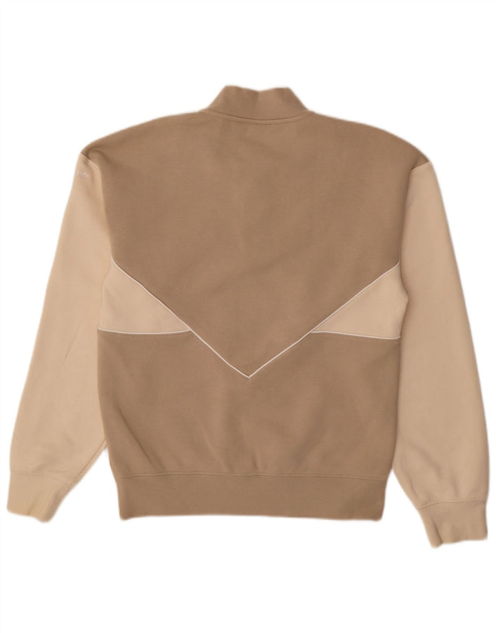 ADIDAS Hombre Graphic Zip Neck Sudadera Jumper XS Beige Colorblock Algodón