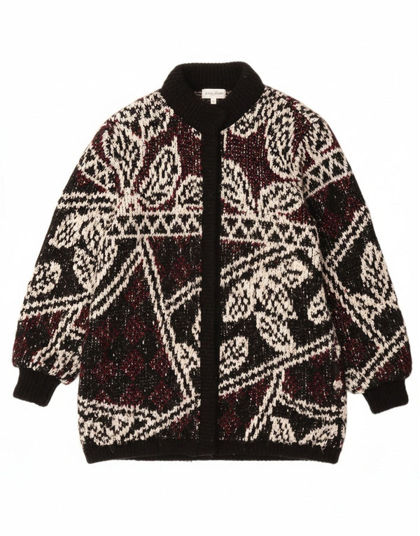 JEFFREY BROWNLEADER Abrigo de punto para mujer Reino Unido 14 Acrílico floral negro mediano