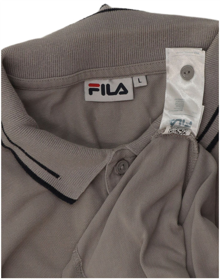 Fila Polo de manga larga para hombre de algodón gris grande