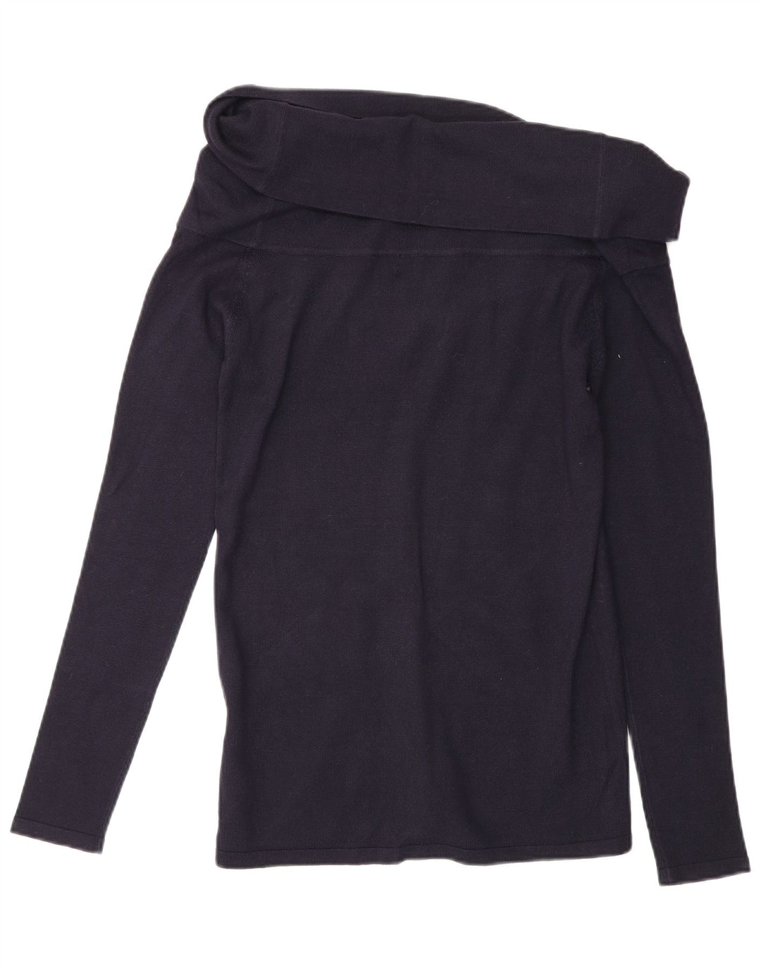 Zara Mujer Top Manga Larga UK 44 Grande Azul Marino Viscosa