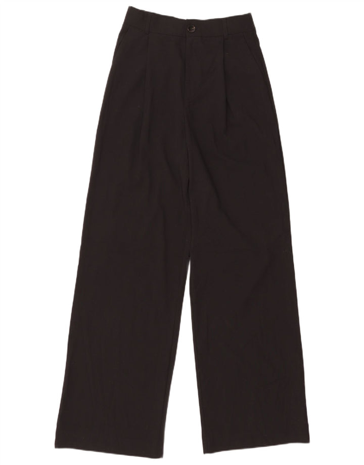 Zara Mujer Pantalones Chinos Pegged Pequeños W26 L31 Poliéster Negro