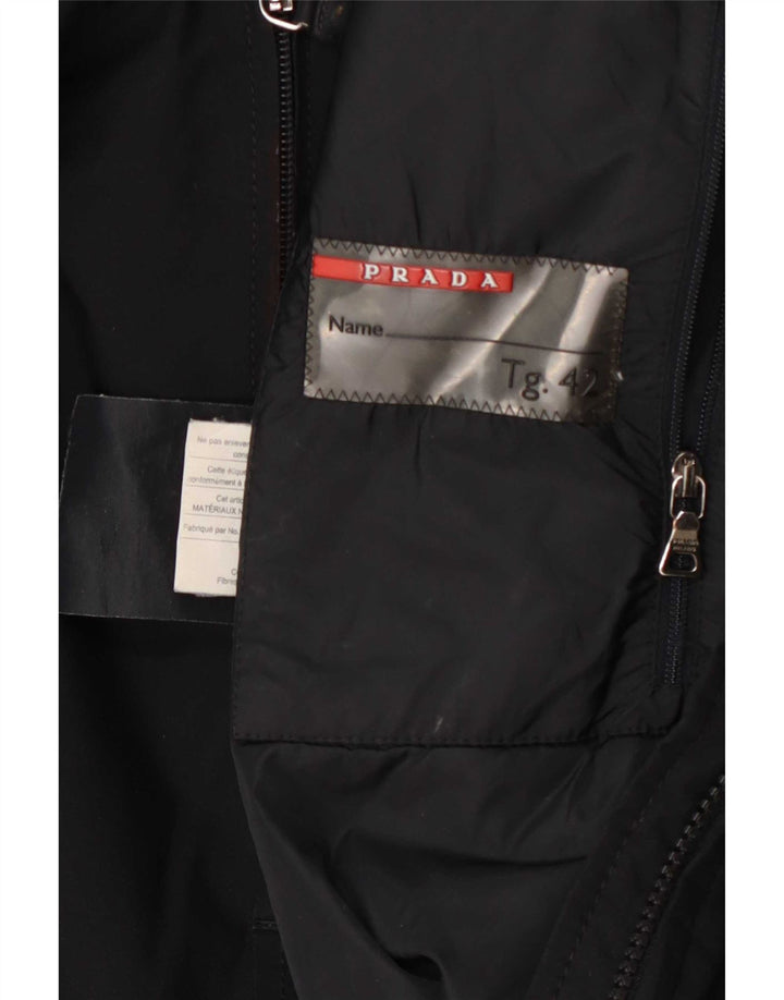 Prada Mujer Abrigo Acolchado IT 42 Poliéster Negro Medio