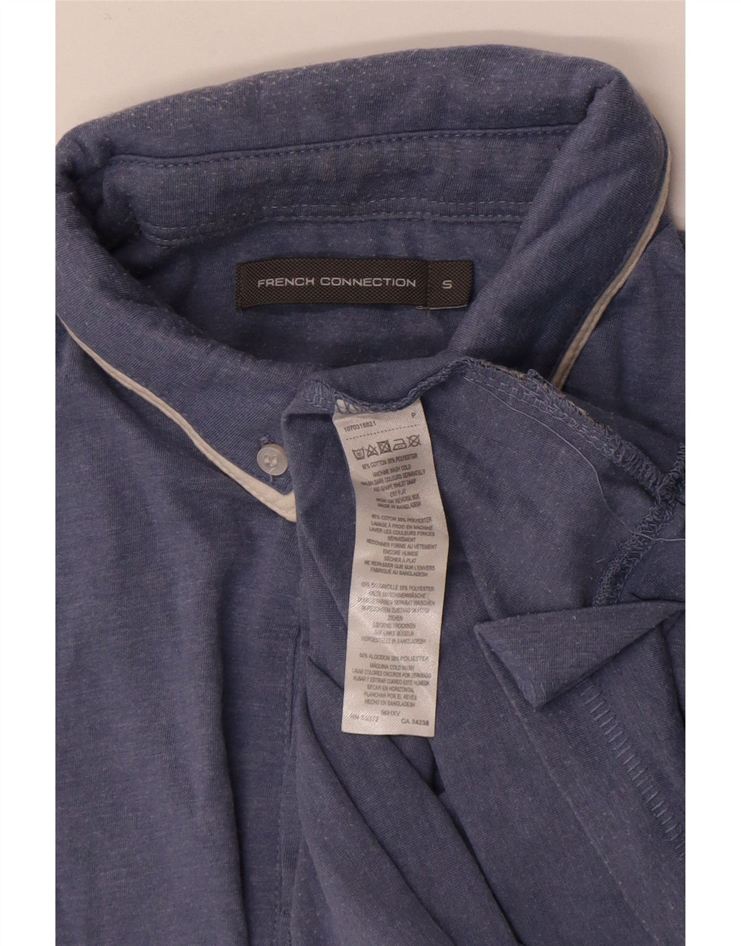 French Connection Polo para hombre pequeño de algodón azul