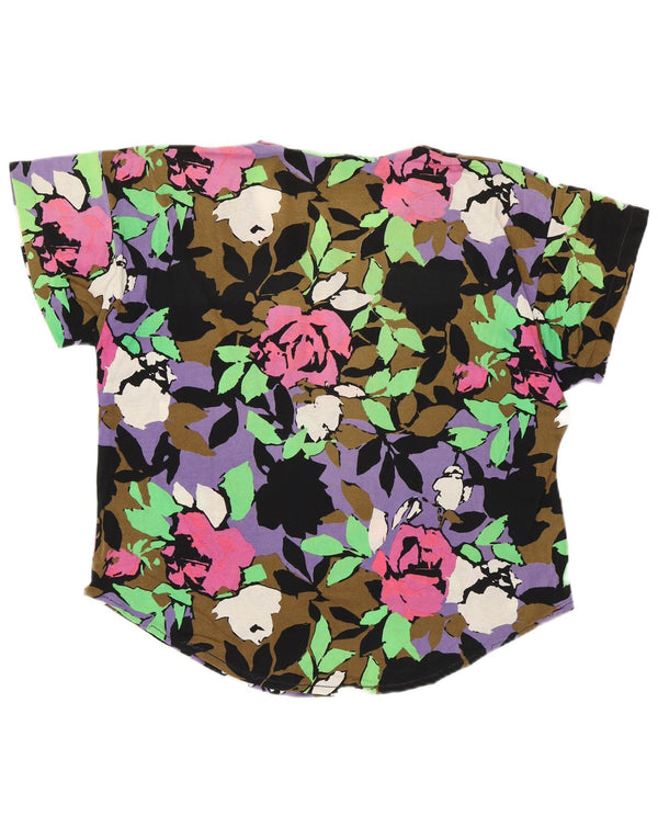 Vintage mujer blusa Top Reino Unido 16 grande multicolor floral