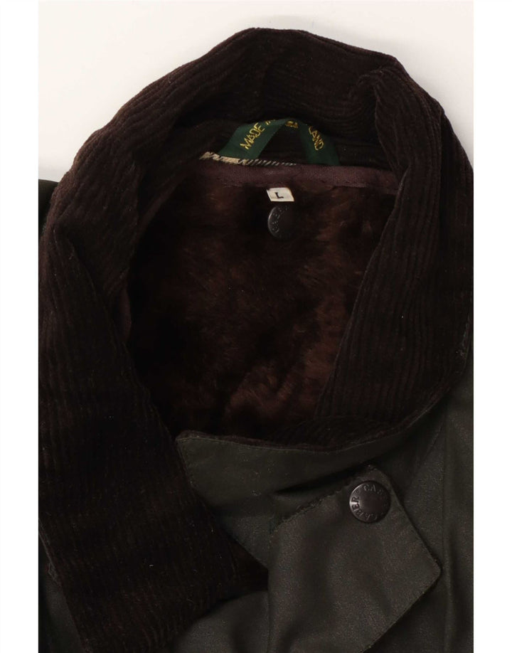 Vintage hombres encerado chaqueta de algodón Reino Unido 40 verde grande