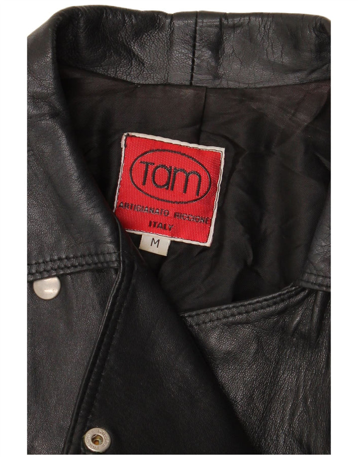 Vintage mujer cuero biker chaqueta Reino Unido 14 medio negro