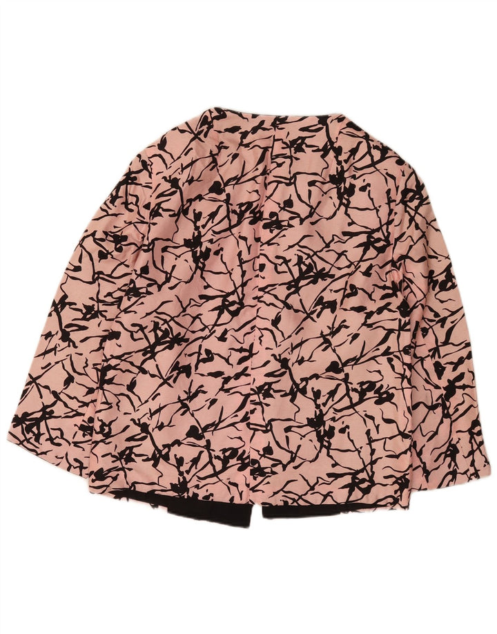 Vintage mujer patrón abstracto 3/4 manga Blazer chaqueta Reino Unido 16 rosa grande