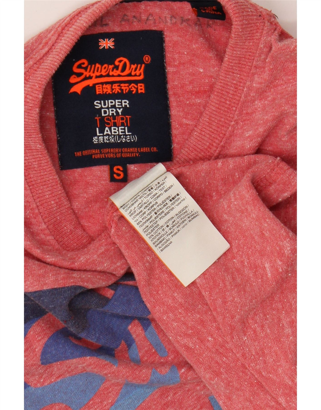 Superdry Camiseta con gráfico gráfico para hombre, talla pequeña, poliéster moteado en rosa