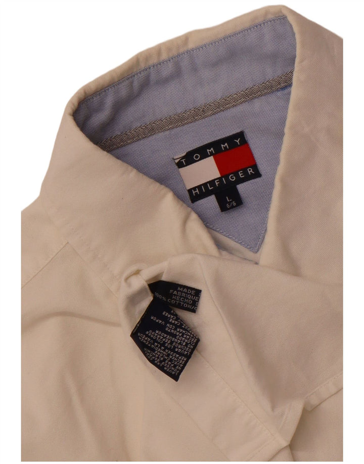 Camisa Tommy Hilfiger para hombre grande de algodón blanco roto