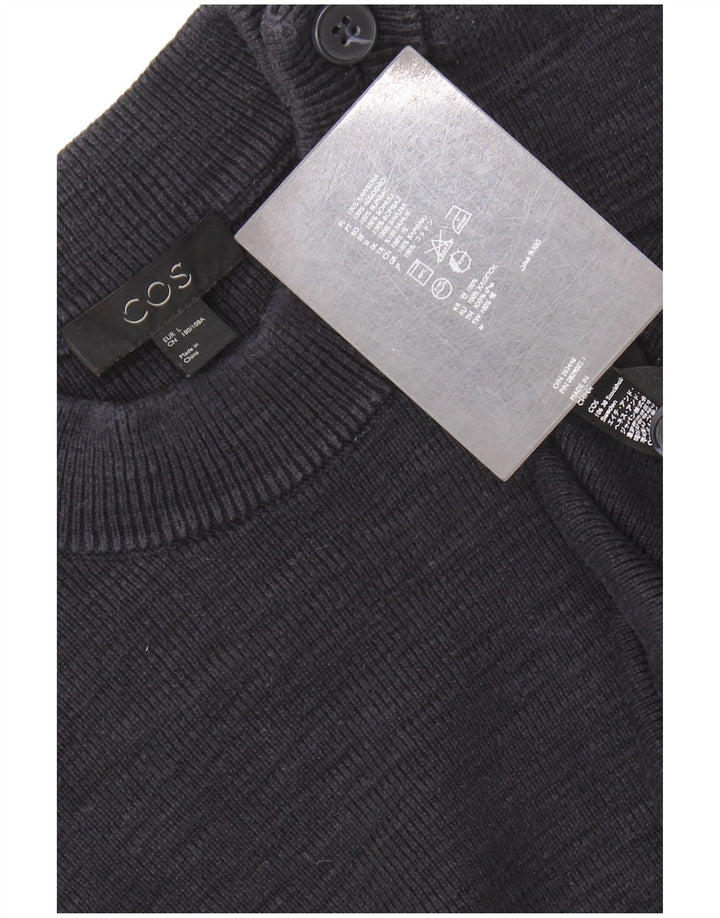 COS - Jersey de cuello redondo para hombre, talla grande, algodón azul marino