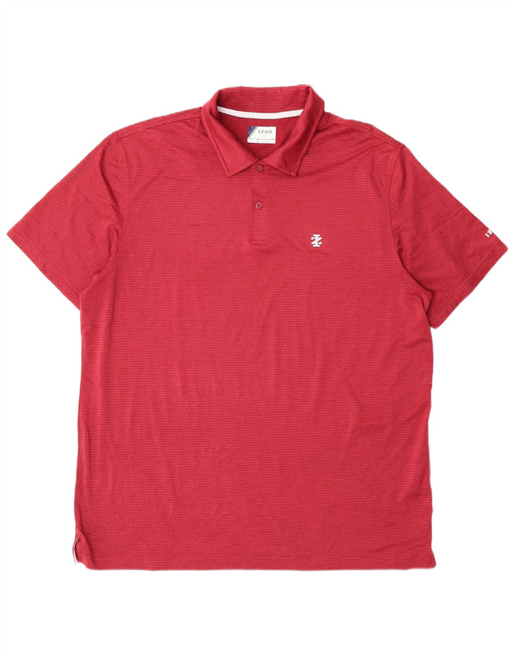 Izod Polo de golf para hombre Poliéster a rayas rojas grandes