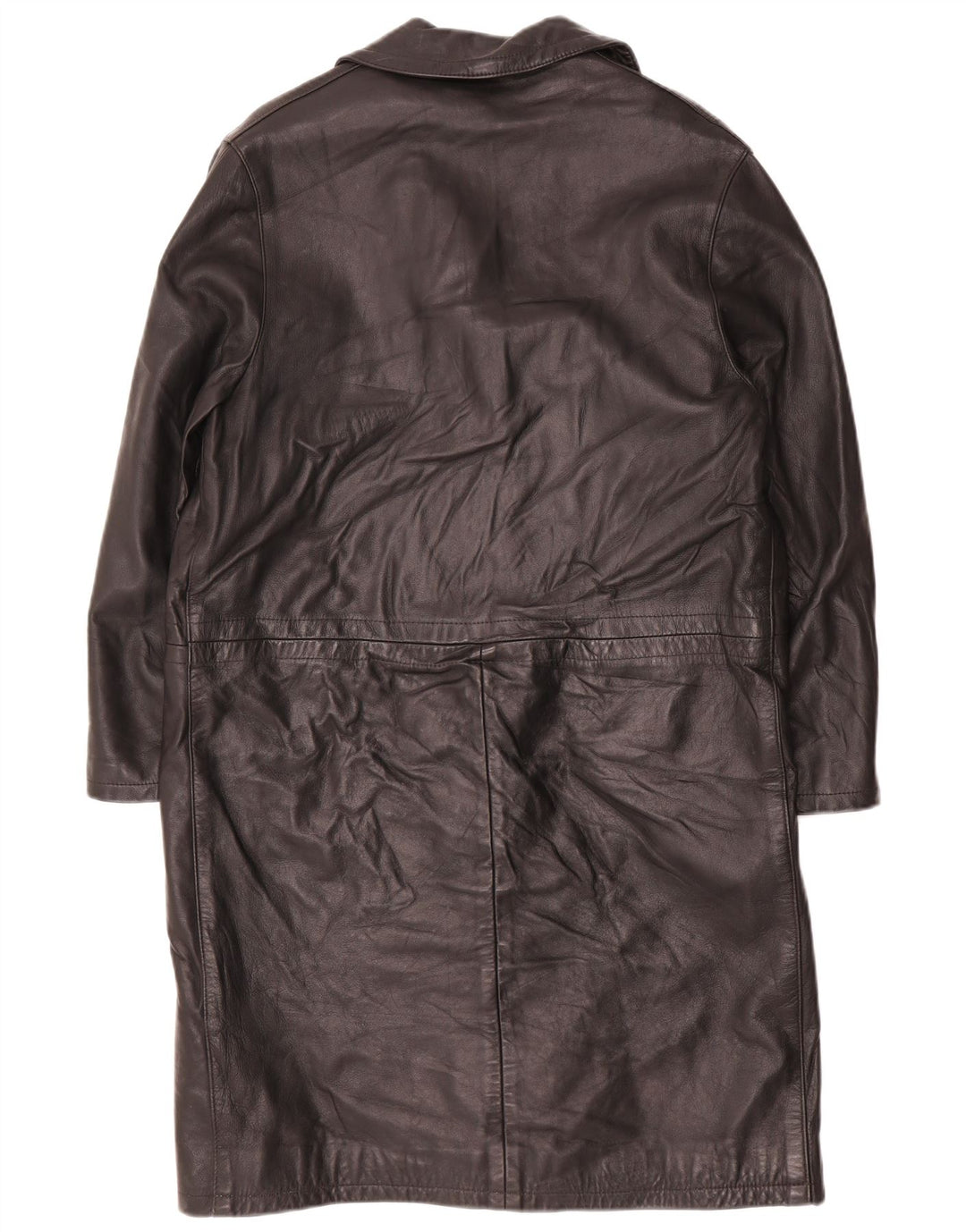 Vintage mujer cuero abrigo Reino Unido 14 grande negro