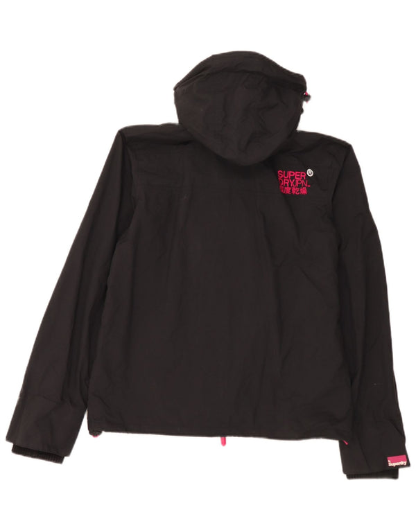 Superdry Chaqueta cortavientos con capucha Windcheater para mujer, talla 40, color negro
