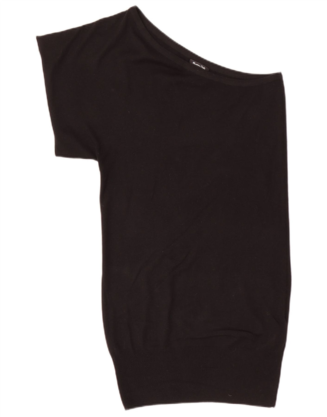 Massimo Dutti Vestido Jersey De Un Hombro Para Mujer UK 42 Mediano Seda Negra