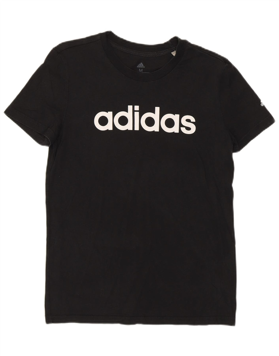 ADIDAS Camiseta gráfica para mujer Top UK 12/14 Mediano Negro Algodón