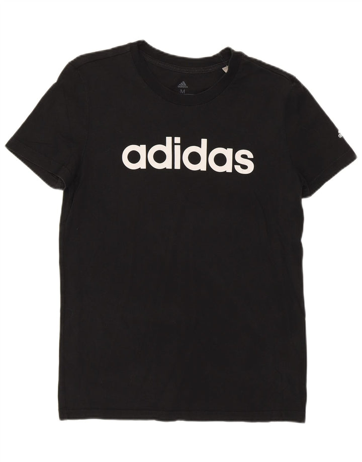 ADIDAS Camiseta gráfica para mujer Top UK 12/14 Mediano Negro Algodón