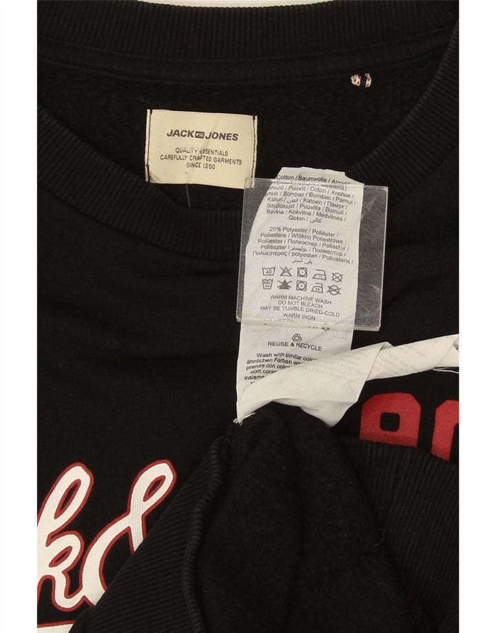 Jack & Jones Hombre Sudadera Gráfica Jumper Large Algodón Negro