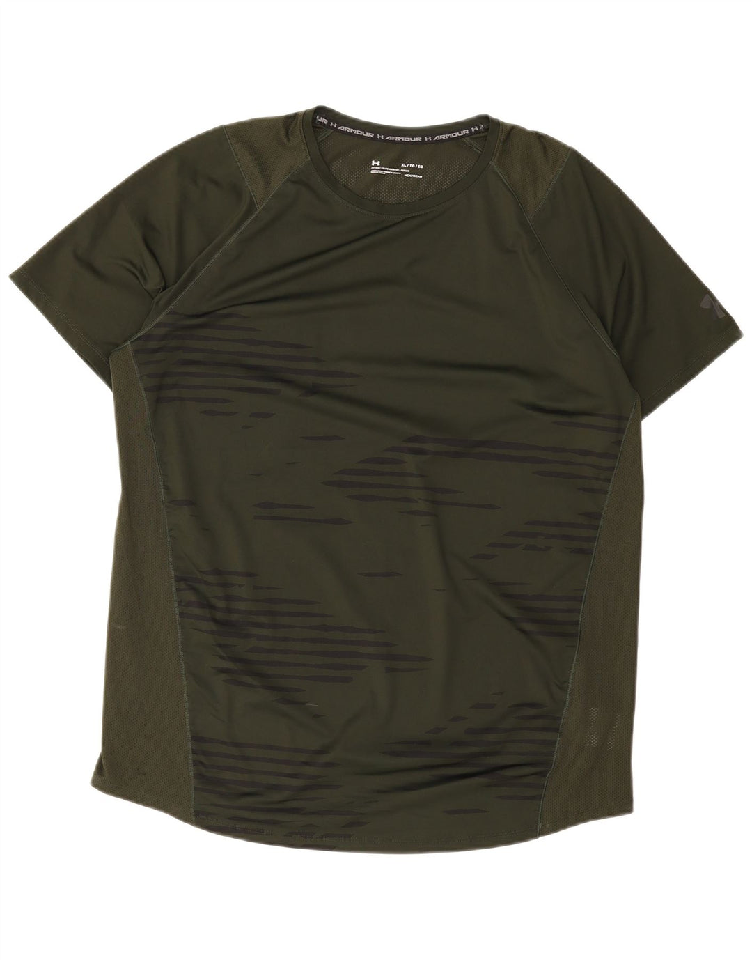 Under Armour Camiseta ajustada para hombre Top XL Poliéster a rayas verdes