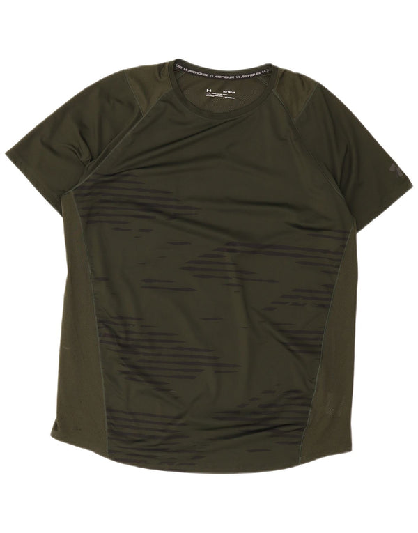 Under Armour Camiseta ajustada para hombre Top XL Poliéster a rayas verdes