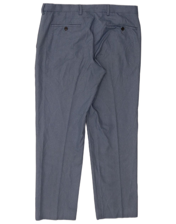 Marks & Spencer Mens Regular Fit Chino Trousers W34 L29 Blue Polyester