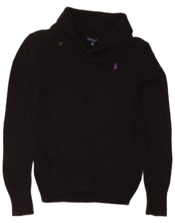 Ralph Lauren suéter con cuello chal para mujer Reino Unido 12 mediano algodón negro