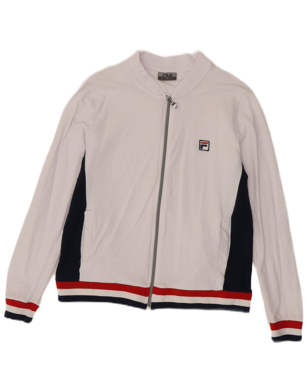 Fila Chaqueta de chándal para mujer UK 40 Mediana Algodón color block blanco