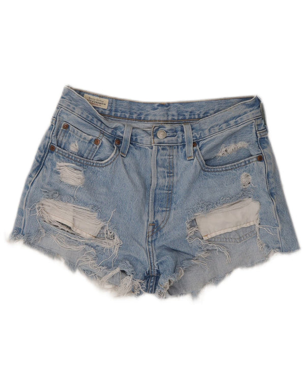 Levi's Mujer 501 Shorts De Mezclilla Desgastados De Cintura Alta W27 Algodón Azul Pequeño