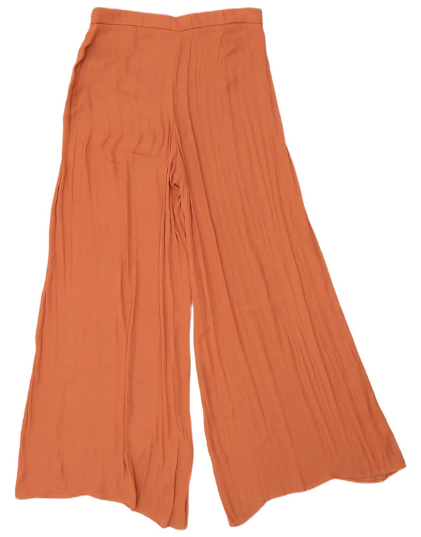 Zara Mujer Pantalones Casuales De Pierna Ancha Mediano W28 L30 Naranja