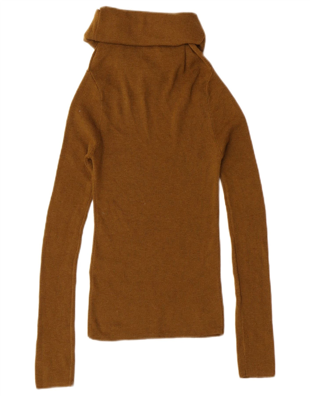 Zara Mujer Roll Neck Jumper Sweater UK 4 XS Caqui Poliéster
