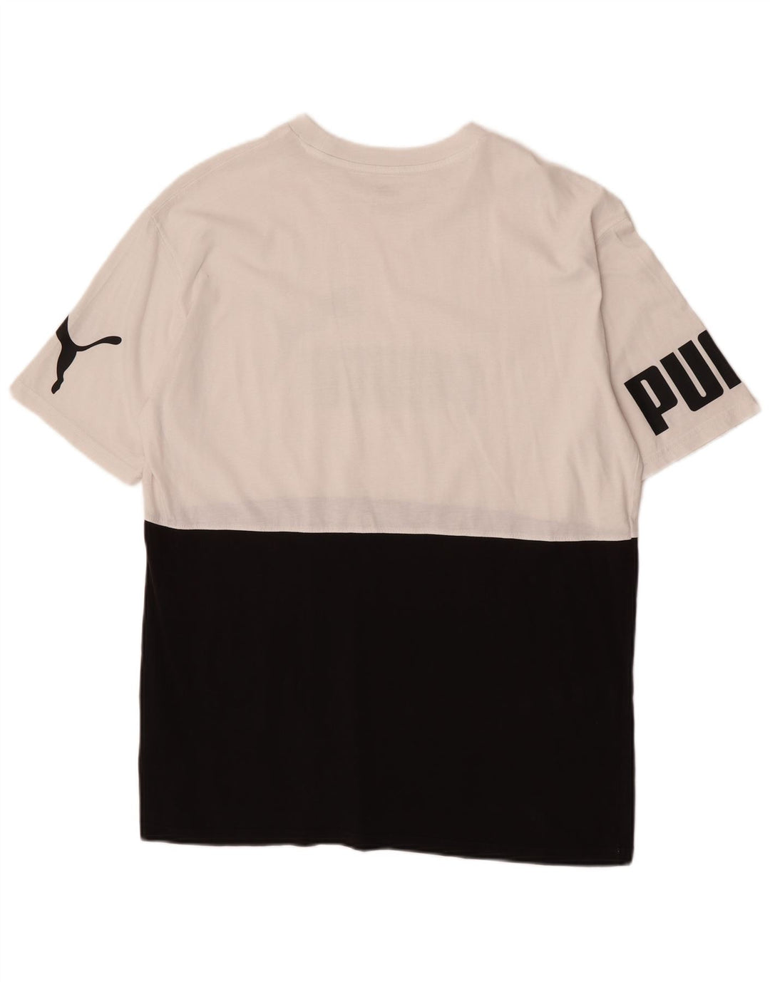Puma Camiseta gráfica para hombre Top Medium Black Colourblock Cotton