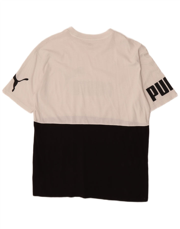 Puma Camiseta gráfica para hombre Top Medium Black Colourblock Cotton