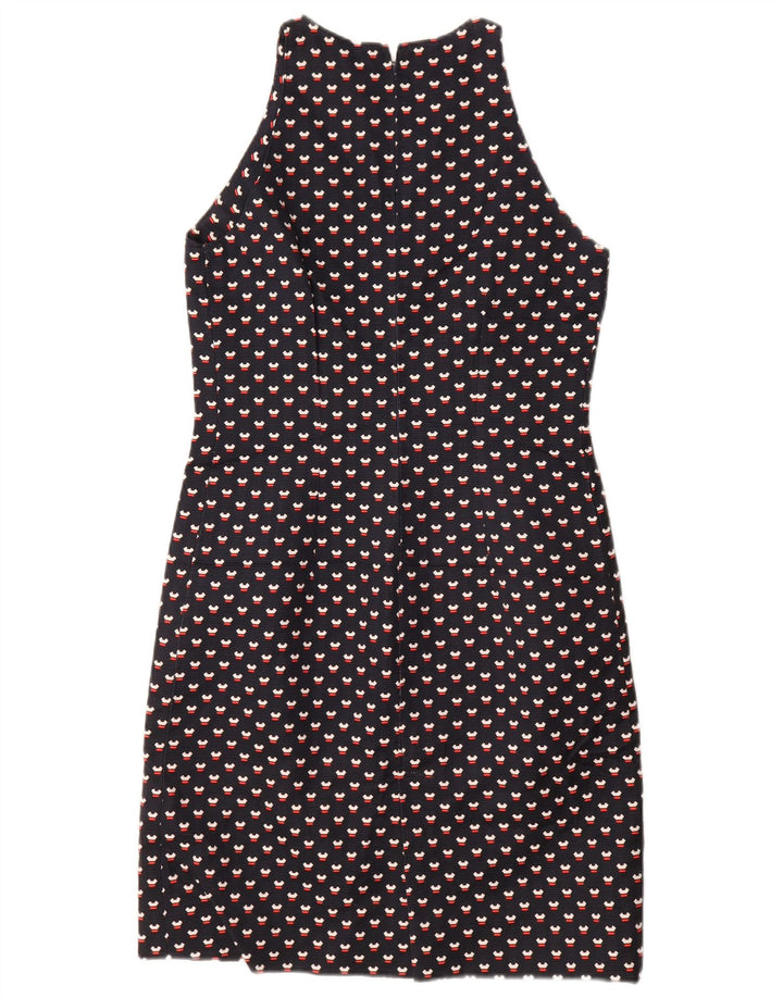 VINTAGE Mujer 3 Botones 2 Piezas Set UK 12 Medio Azul Marino Manchado