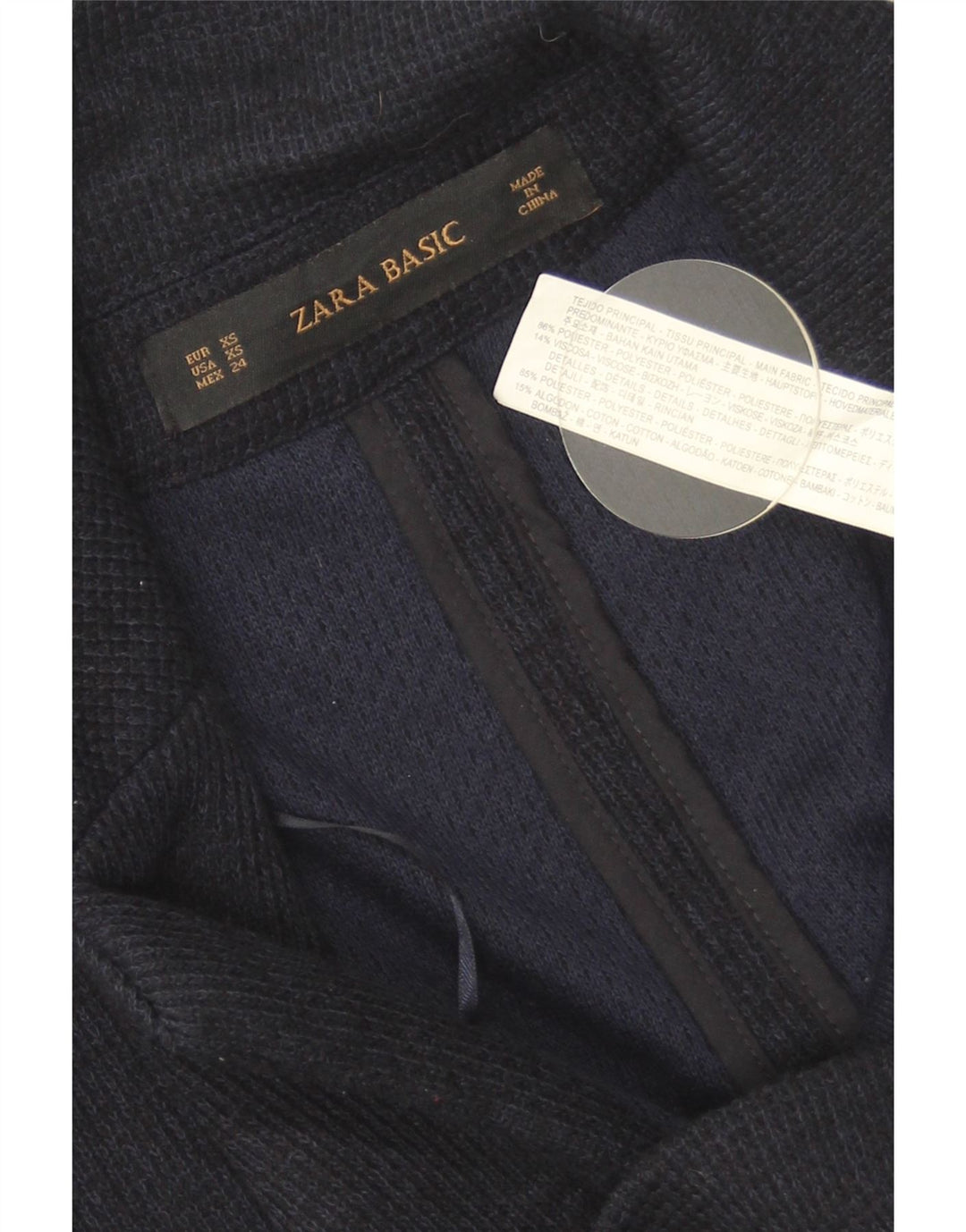 Zara Chaqueta tipo blazer extragrande con 1 botón para mujer UK 6 XS Poliéster azul marino