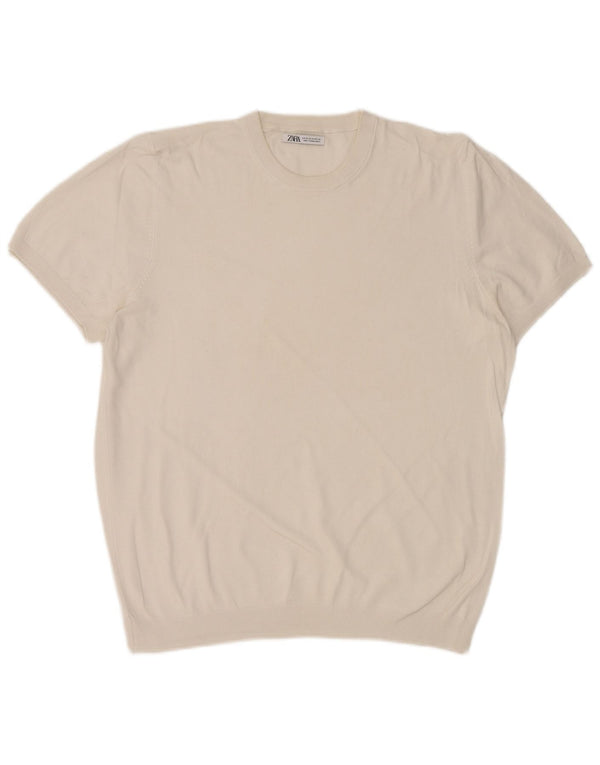 Zara Hombre Camiseta Top Medium Blanco