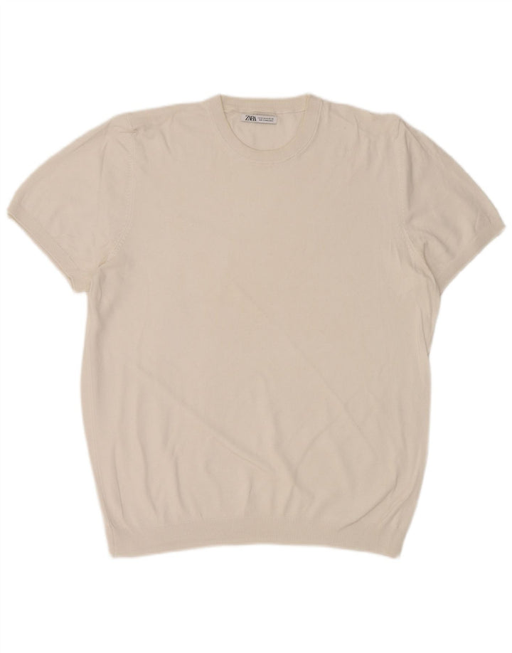 Zara Hombre Camiseta Top Medium Blanco