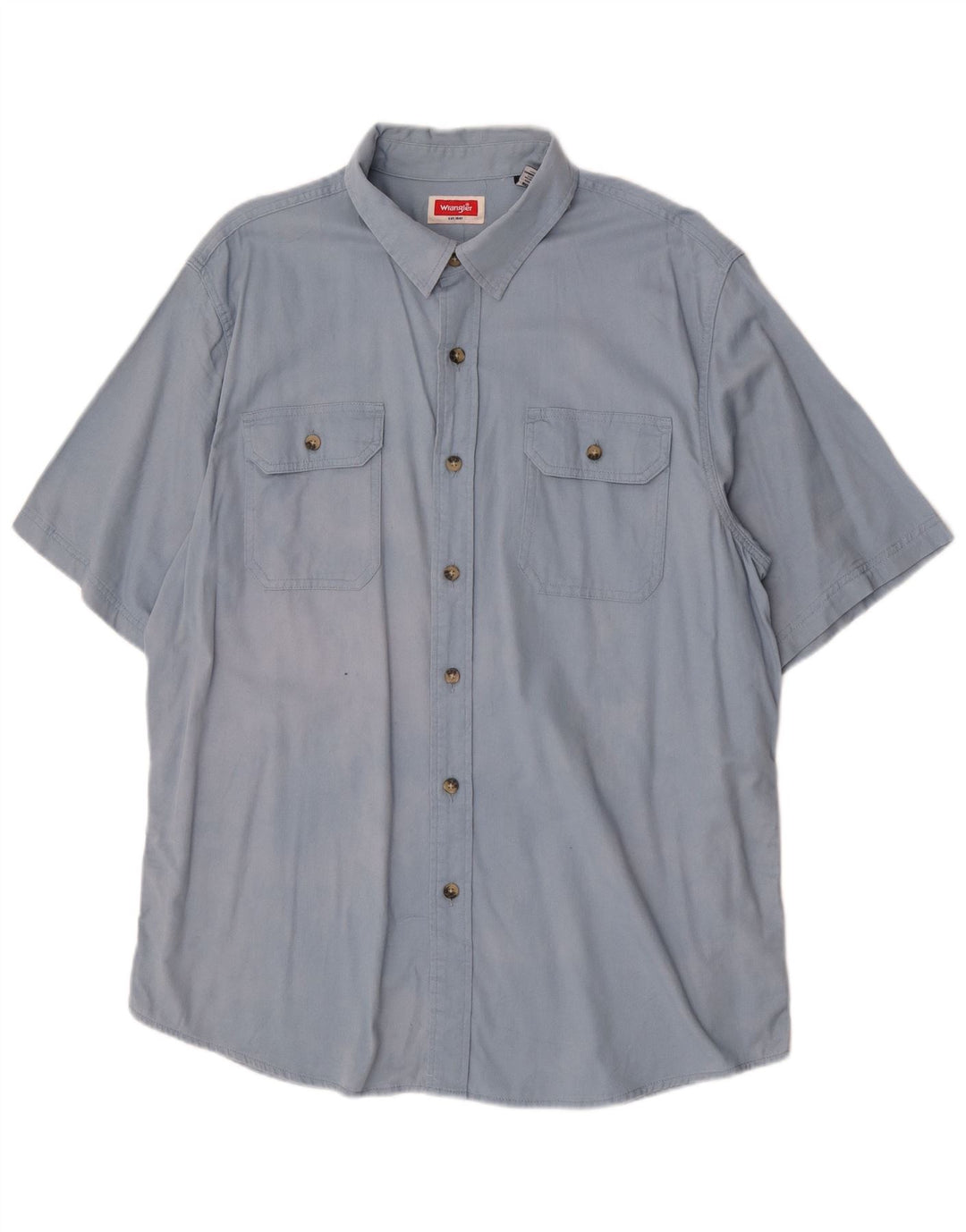 Wrangler - Camisa de manga corta para hombre, algodón azul grande