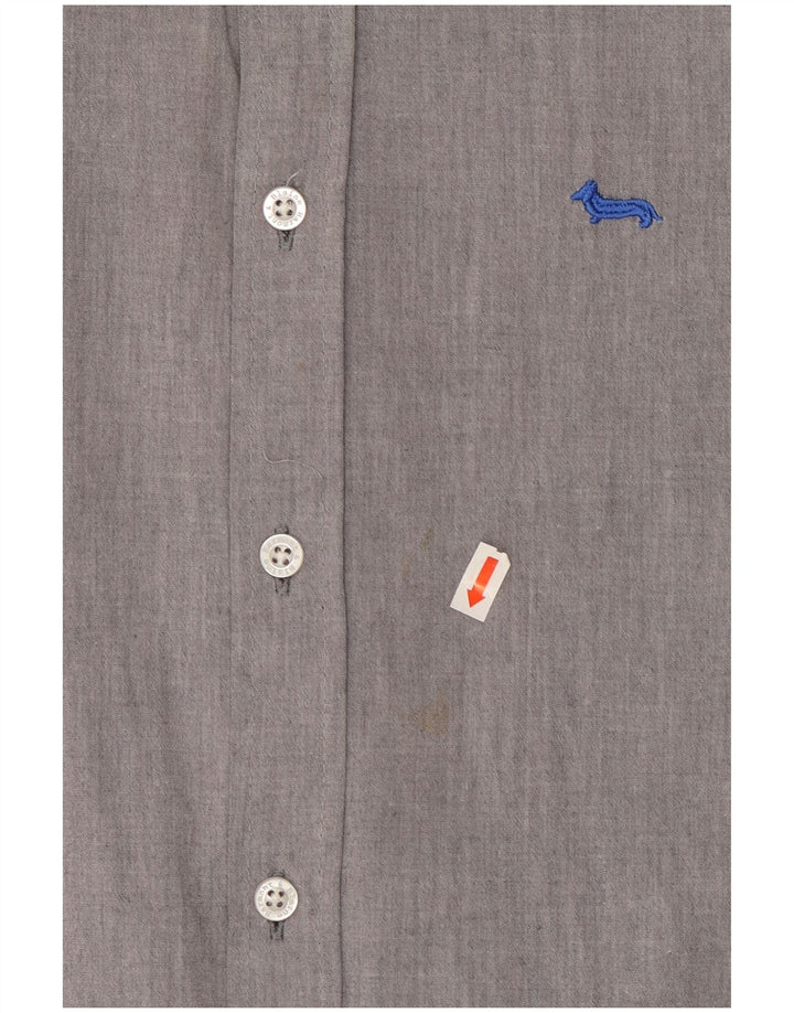 HARMONT & BLAINE Camisa ajustada para hombre Algodón gris pequeño