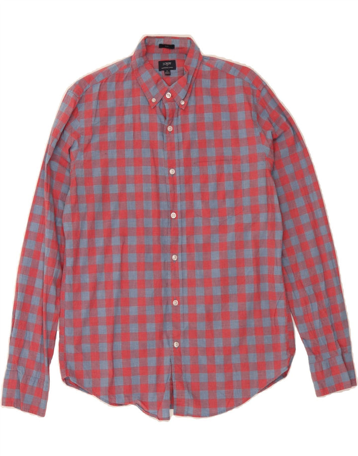 J. CREW Mens Slim Shirt Medium Red Gingham Cotton Vintage J. Crew and Second-Hand J. Crew from Messina Hembry 