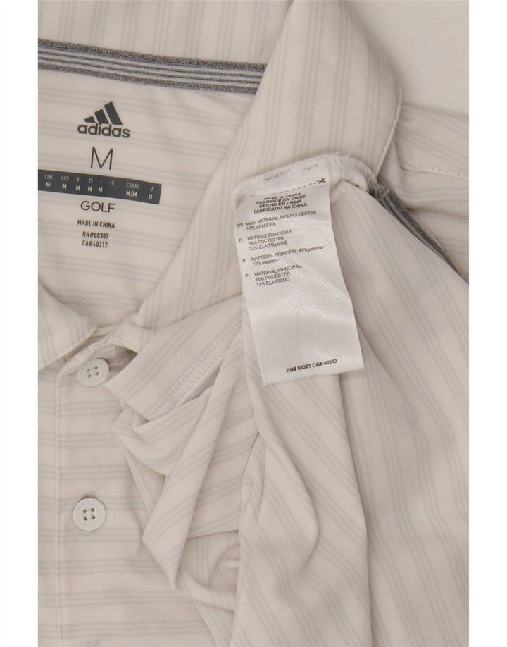Adidas Polo De Golf Para Hombre Poliéster Rayado Blanco Mediano